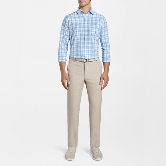 Peter Millar Durham performance trouser flat front khaki tan 34/32 golf pants - Picture 1 of 12